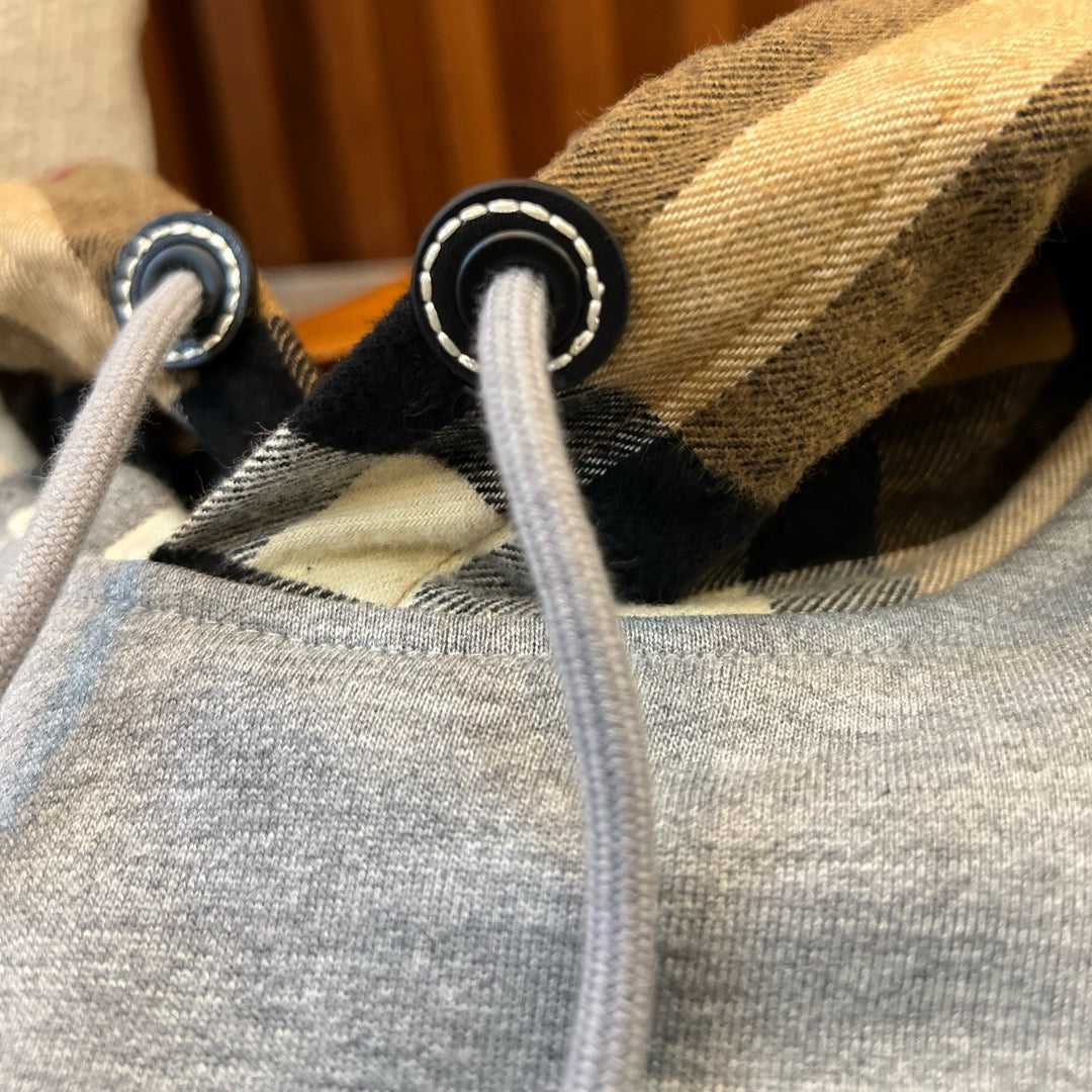 Black Cotton Check Lined Pullover - Men's