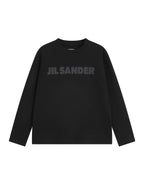 Black Cotton Tonal Text Crewneck - Men's