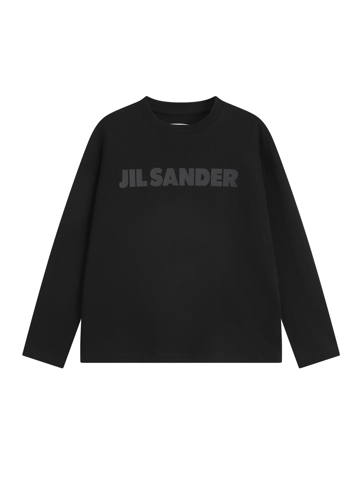 Black Cotton Tonal Text Crewneck - Men's