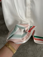 Green and Red Trim Silk Shirt - Men's