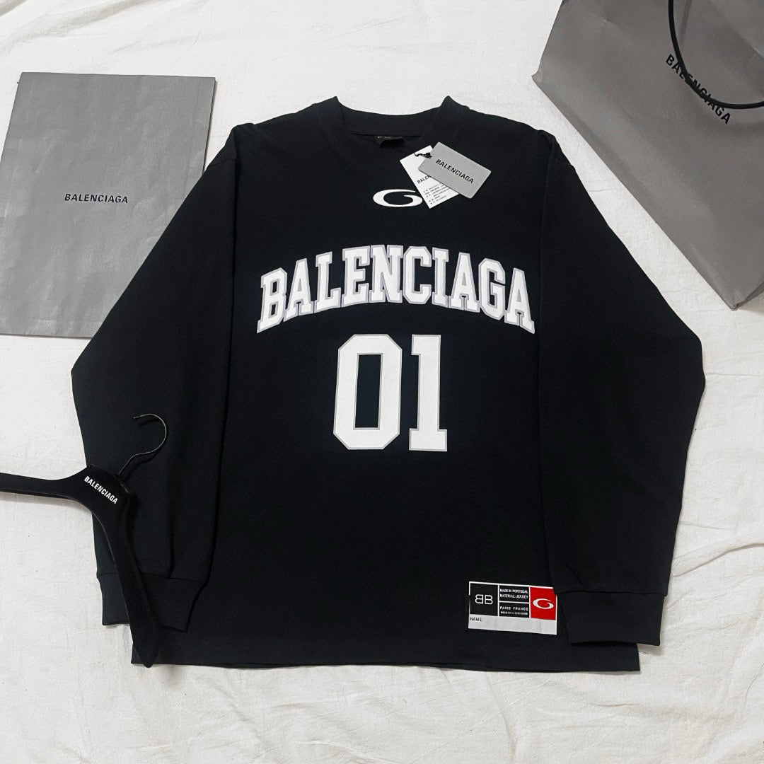 Black Jersey Numeral Long-Sleeve - Men's
