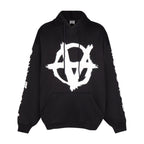Black Cotton Tonal Graphic Pullover - Men's