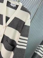 Cream Wool Striped Cardigan - Men's