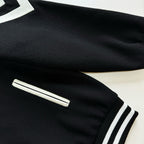 Black Wool Contrast Sleeve Varsity - Men's