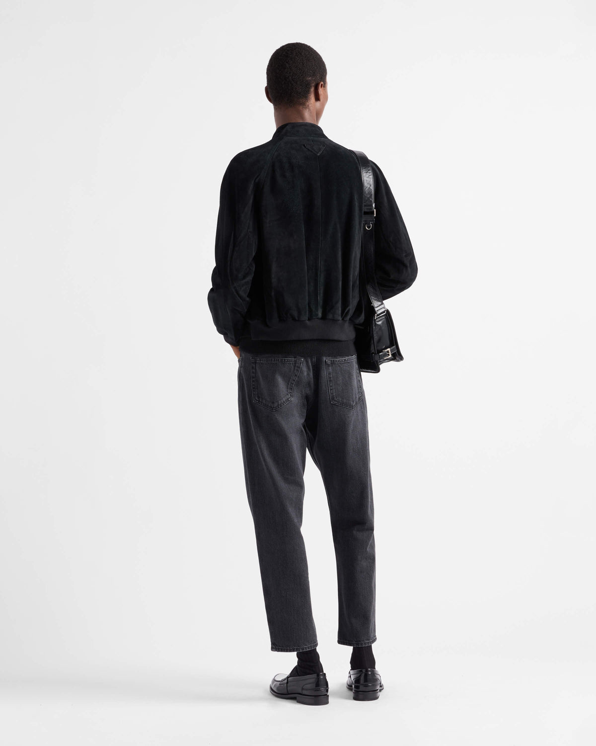 Navy Nylon Plain Bomber - Men's