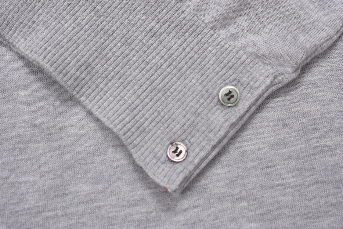 Grey Wool Four-Bar Crewneck - Men's