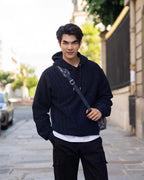 Black Cotton Plain Zip-Through - Men's