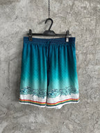 Teal Gradient Silk Shorts - Men's
