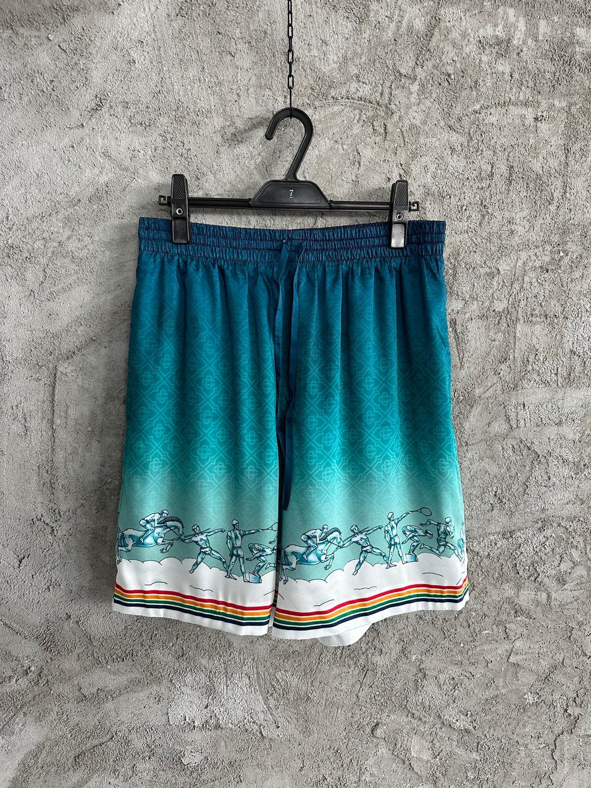 Teal Gradient Silk Shorts - Men's