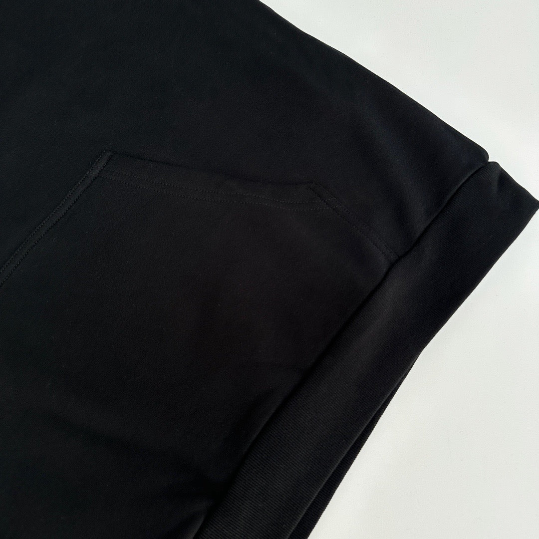 Black Cotton Logo Pullover - Men's