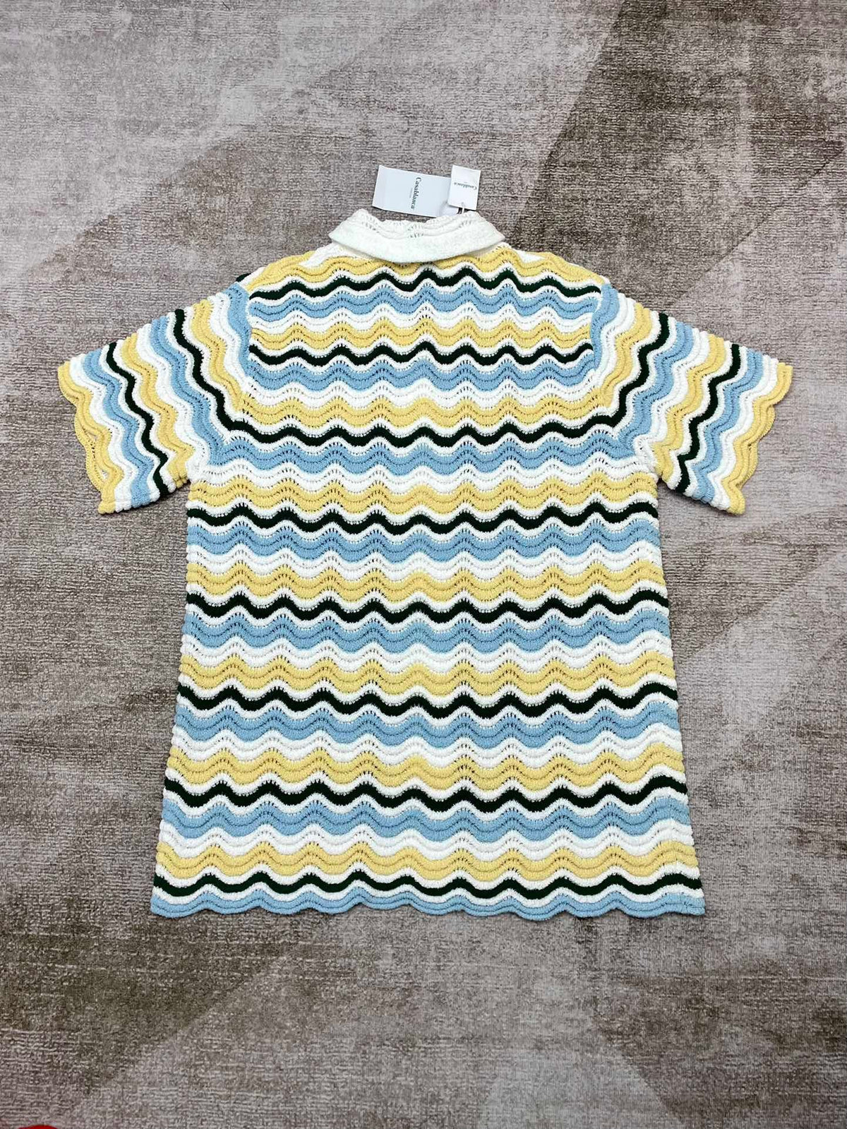 Blue Chevron Knit Shirt - Men's