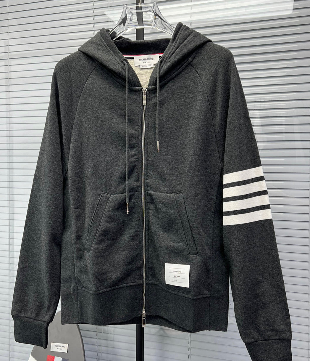 4-Bar Zip Navy Hoodie - Men's