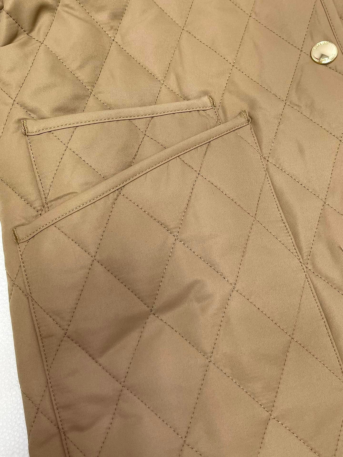 Beige Nylon Contrast Collar Quilted - Men's