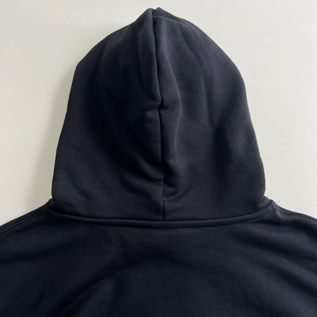 Black Cotton Varsity Text Pullover - Men's