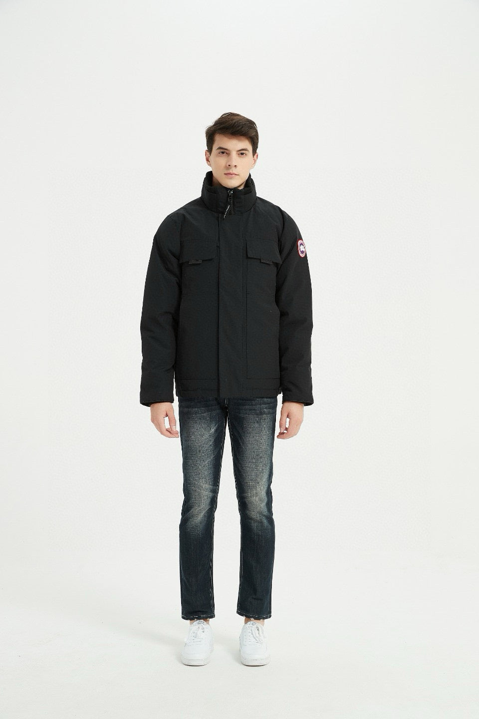 Black Nylon Down Parka - Men's