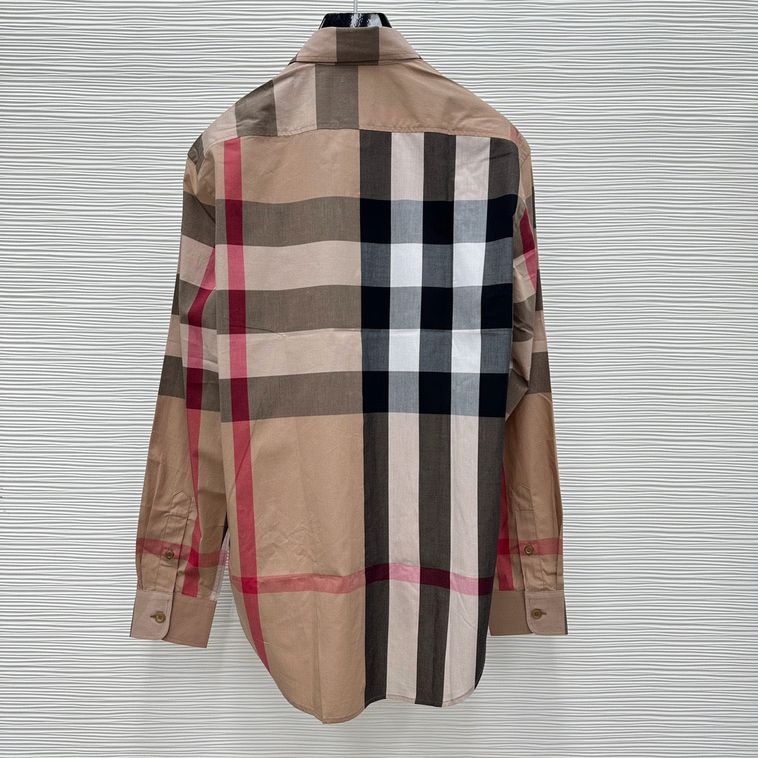 Beige Cotton Exploded Check Long-Sleeve - Men's
