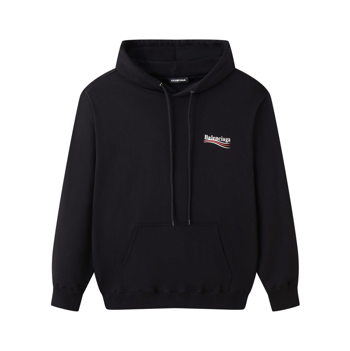 Black Cotton Chest Logo Pullover - Men's