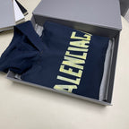 Navy Cotton Text Logo Pullover - Men's