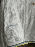 White Knit Striped Trim Blouson - Men's