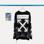 Black Cotton Galaxy Print Crewneck - Men's