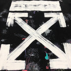 Black Cotton Galaxy Print Crewneck - Men's