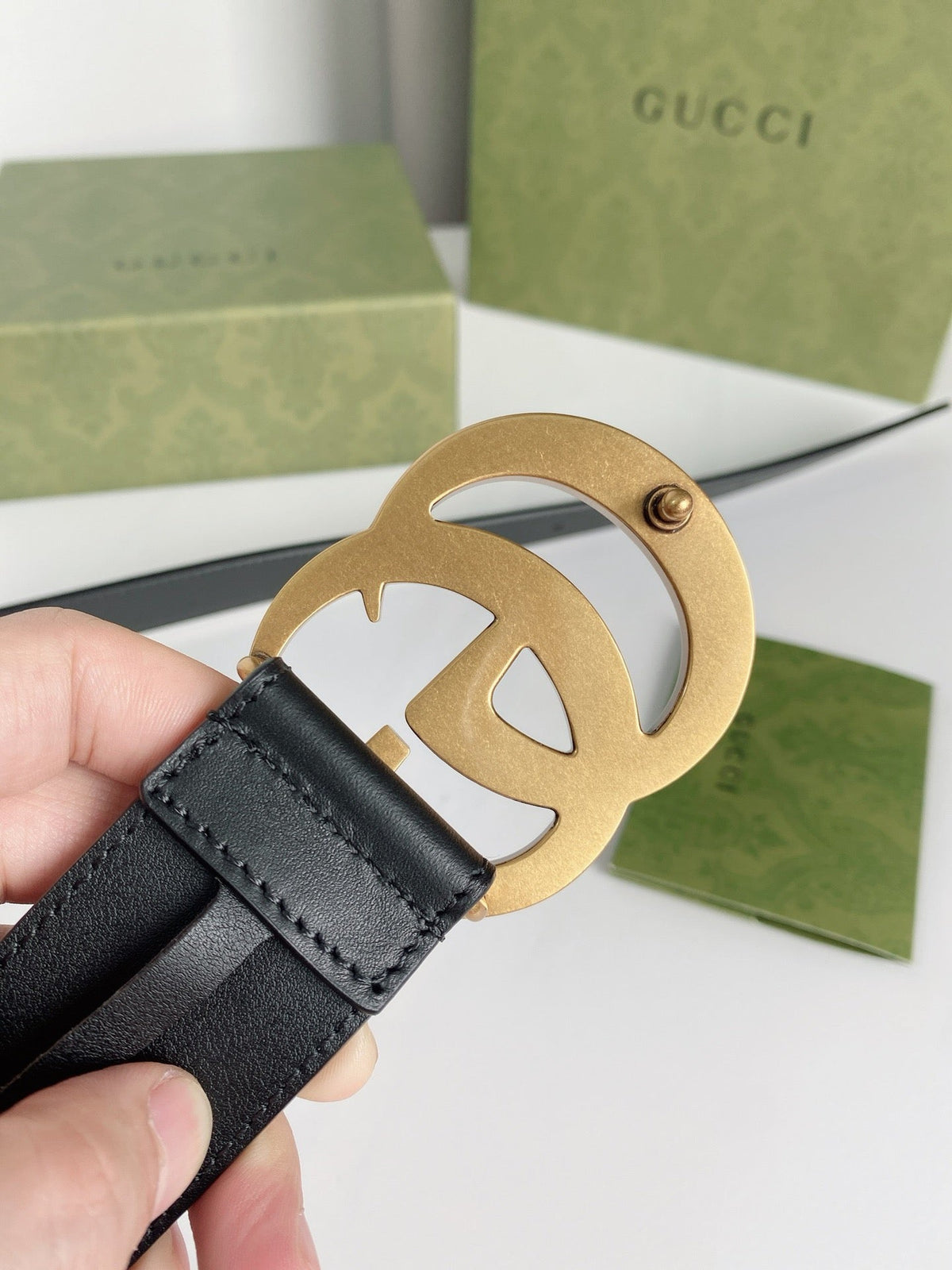 Double G Silver Buckle Belt
