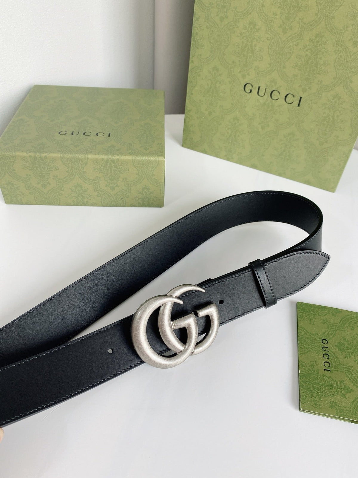 Double G Silver Buckle Belt