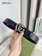 Double G Silver Buckle Belt