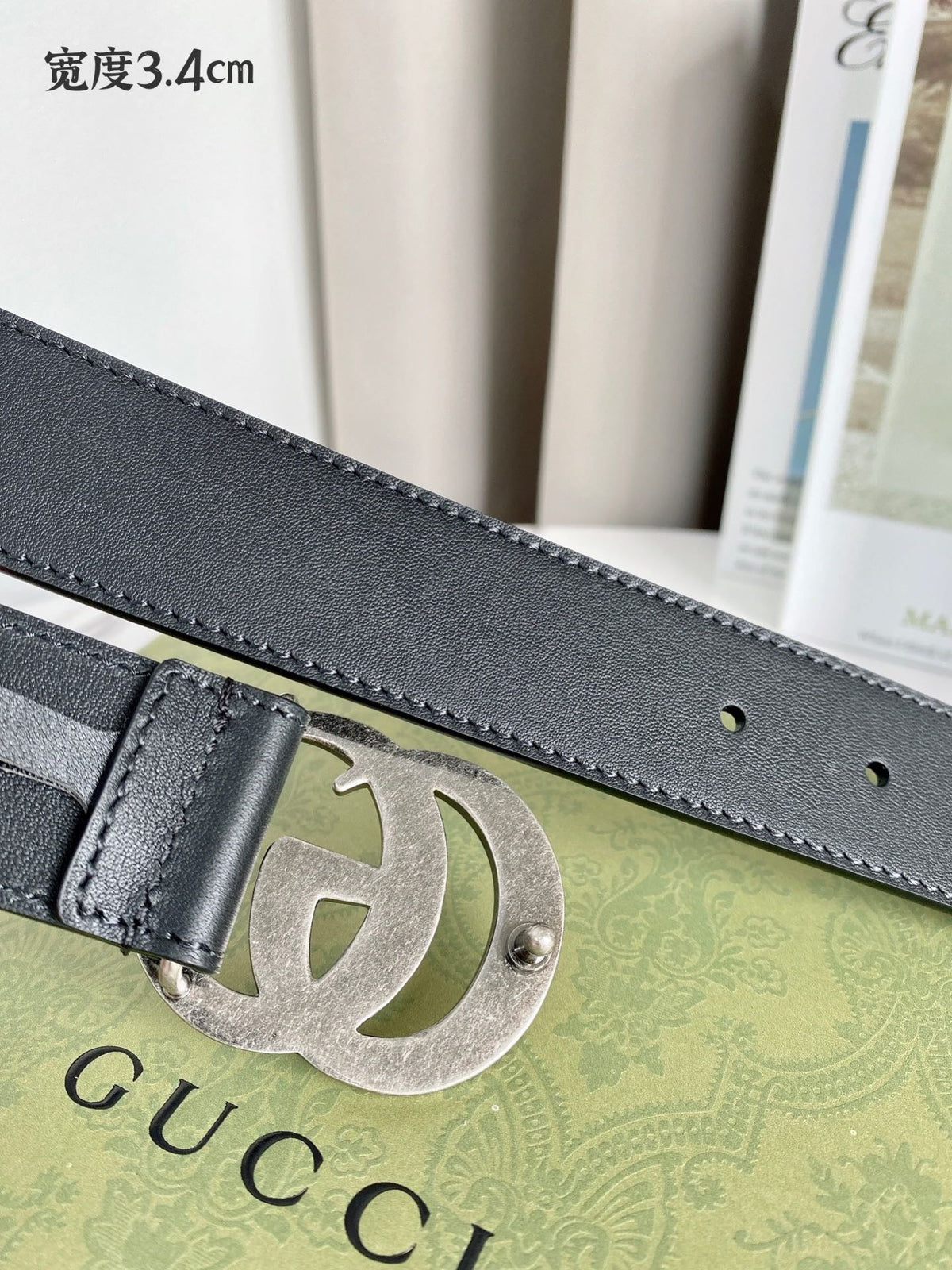Double G Silver Buckle Belt