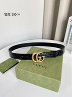 Double G Croc-Embossed Belt