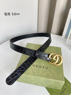 Double G Croc-Embossed Belt