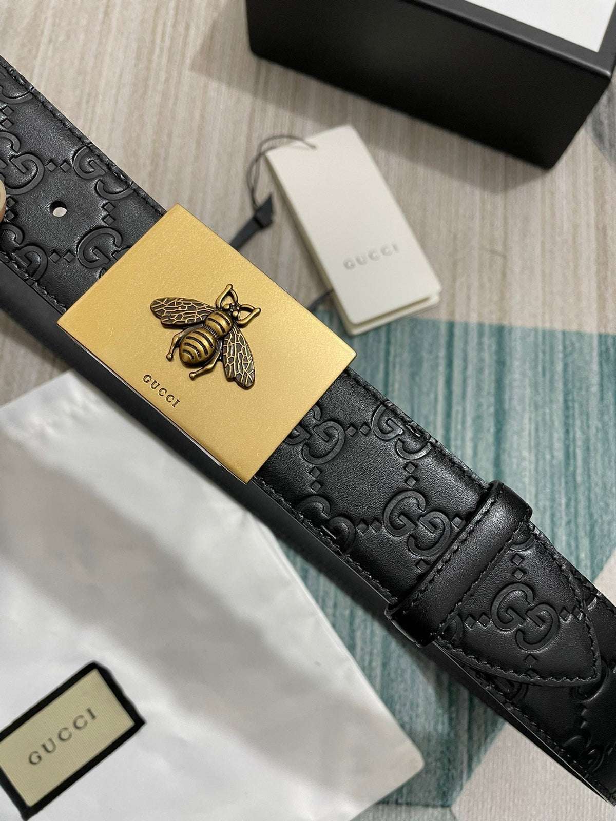 Interlocking G Guccissima Silver Belt
