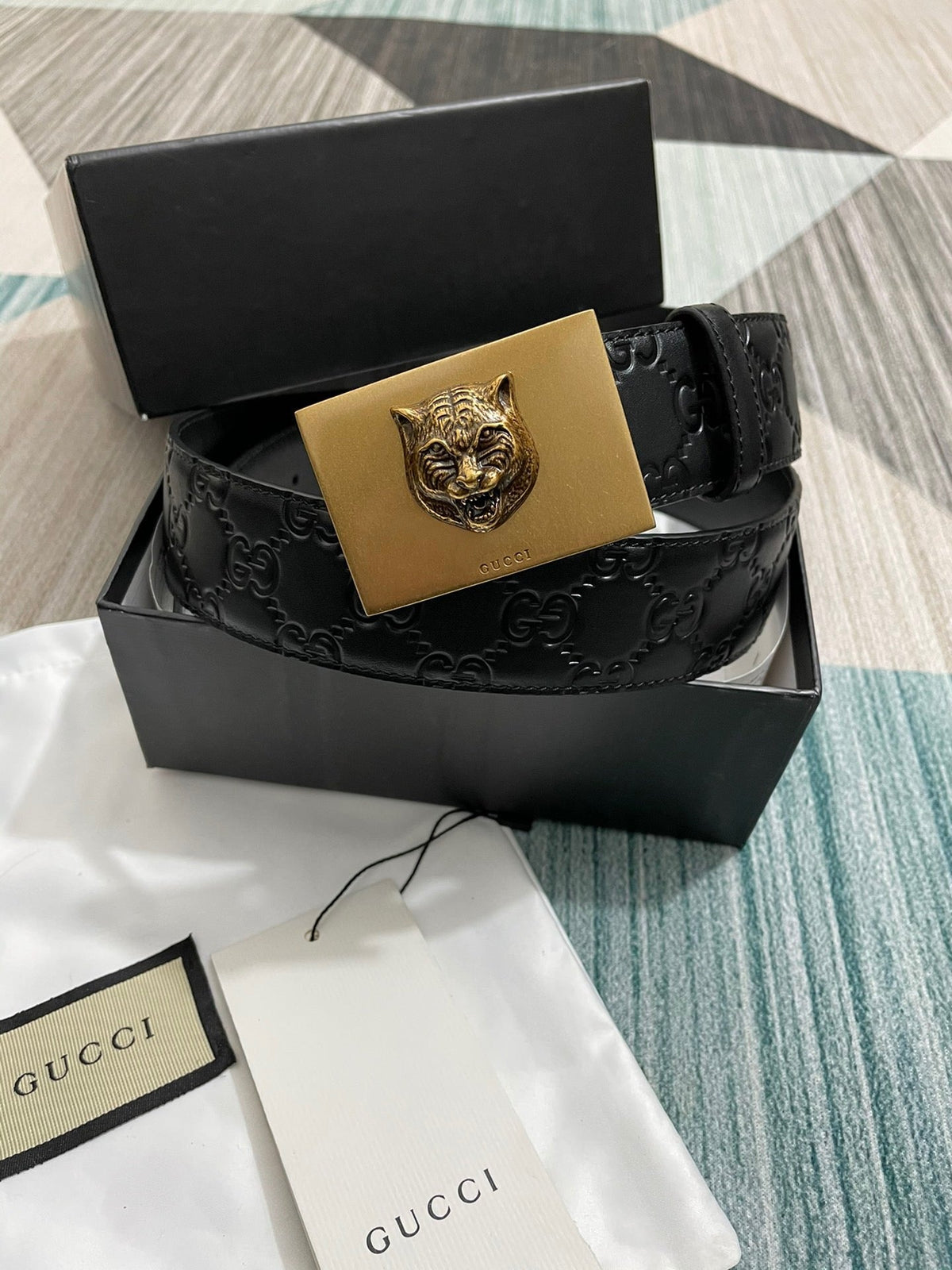 Interlocking G Guccissima Silver Belt