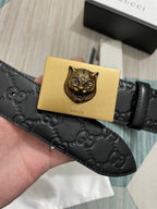 Interlocking G Guccissima Silver Belt