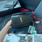 Kate Croc-Embossed Shoulder Bag