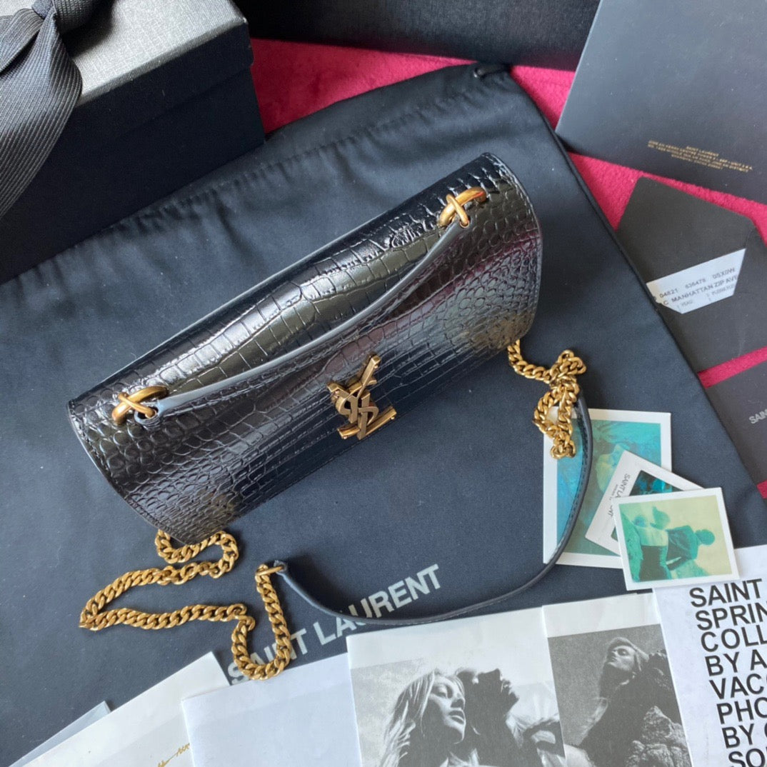 Kate Croc-Embossed Shoulder Bag