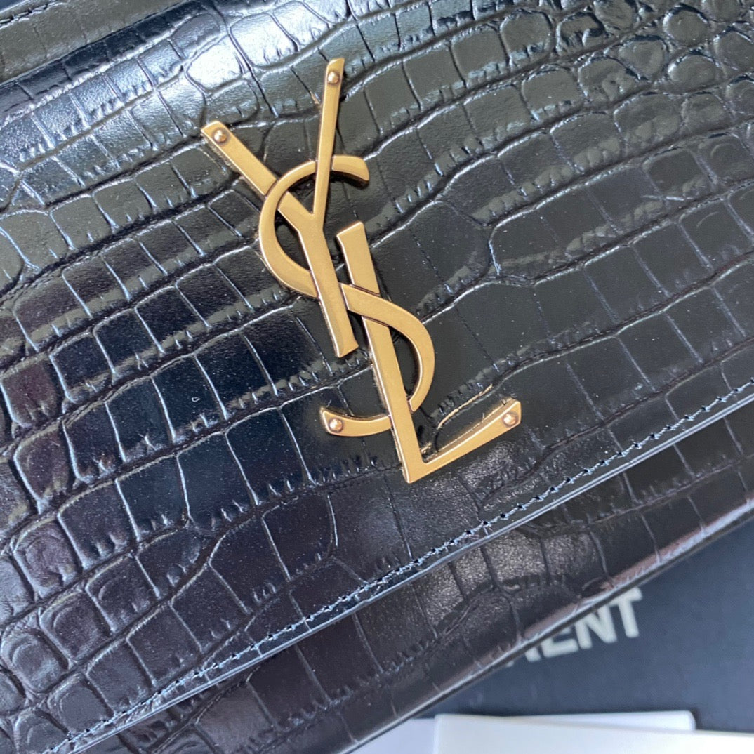 Kate Croc-Embossed Shoulder Bag