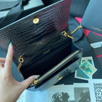 Kate Croc-Embossed Shoulder Bag