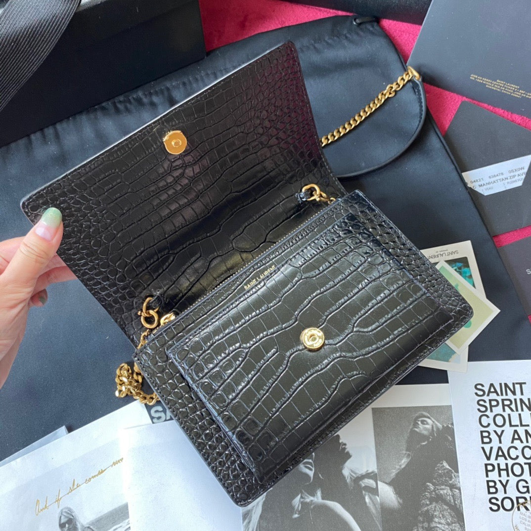 Kate Croc-Embossed Shoulder Bag