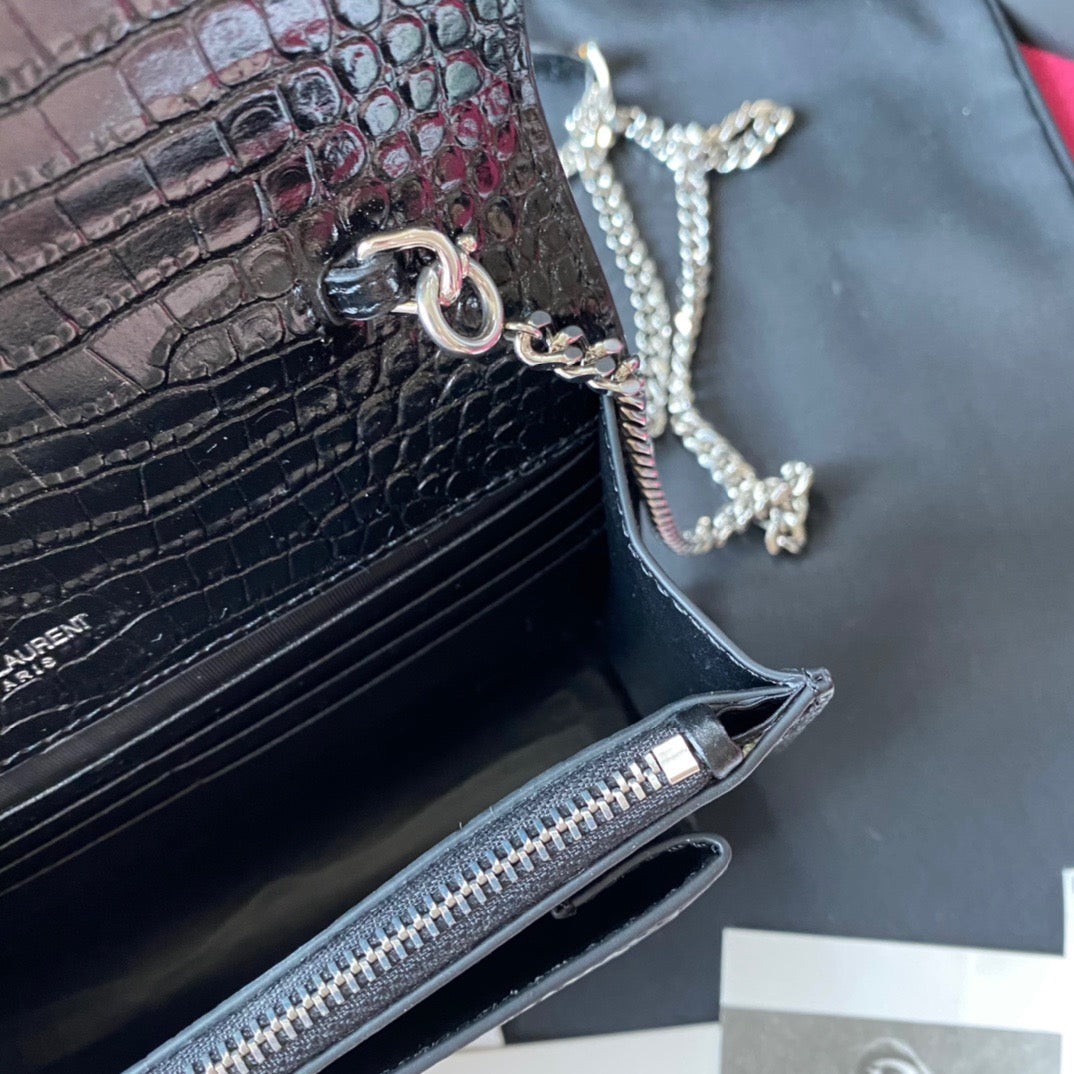 Kate Croc-Embossed Shoulder Bag