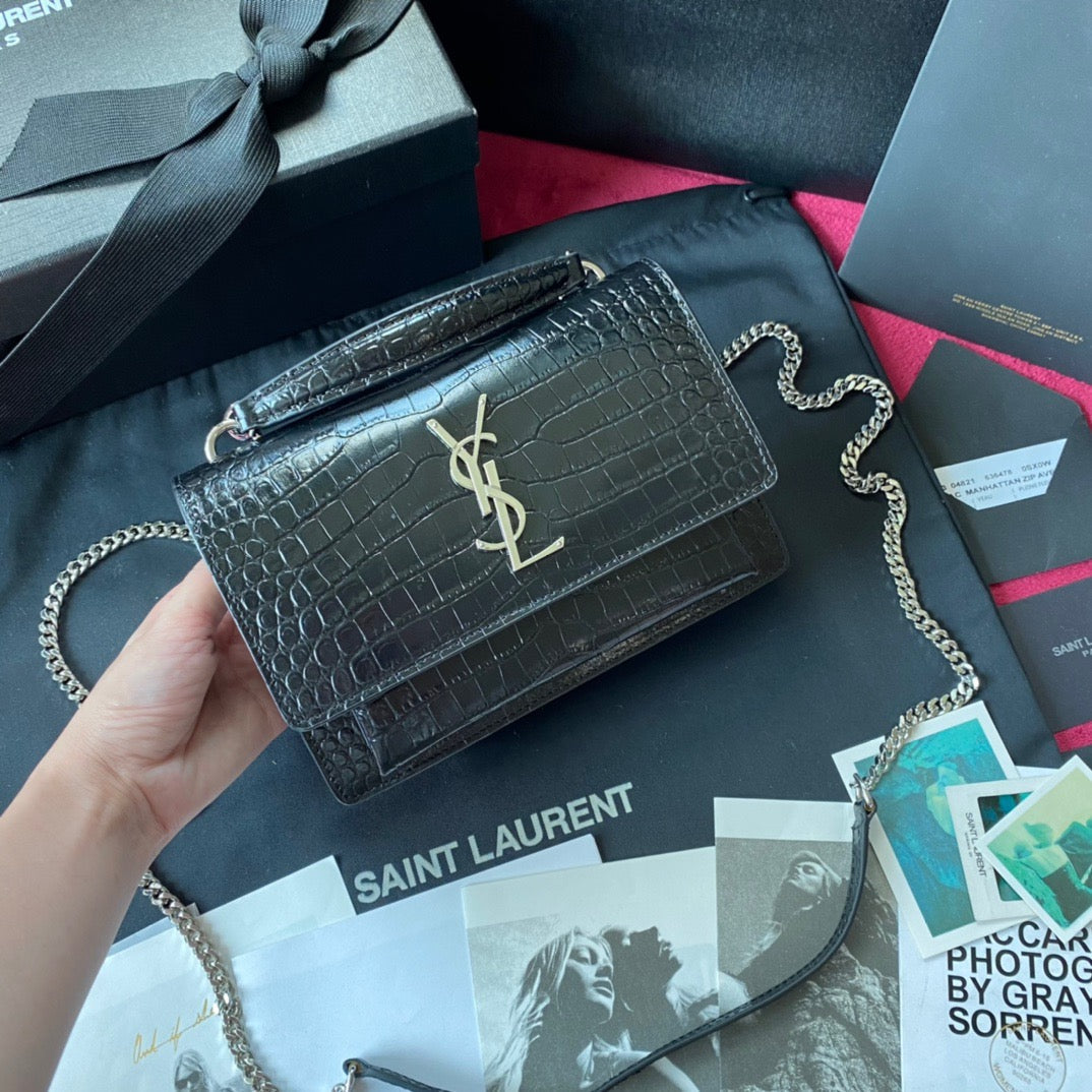Kate Croc-Embossed Shoulder Bag