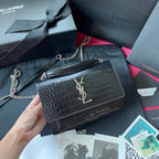 Kate Croc-Embossed Shoulder Bag