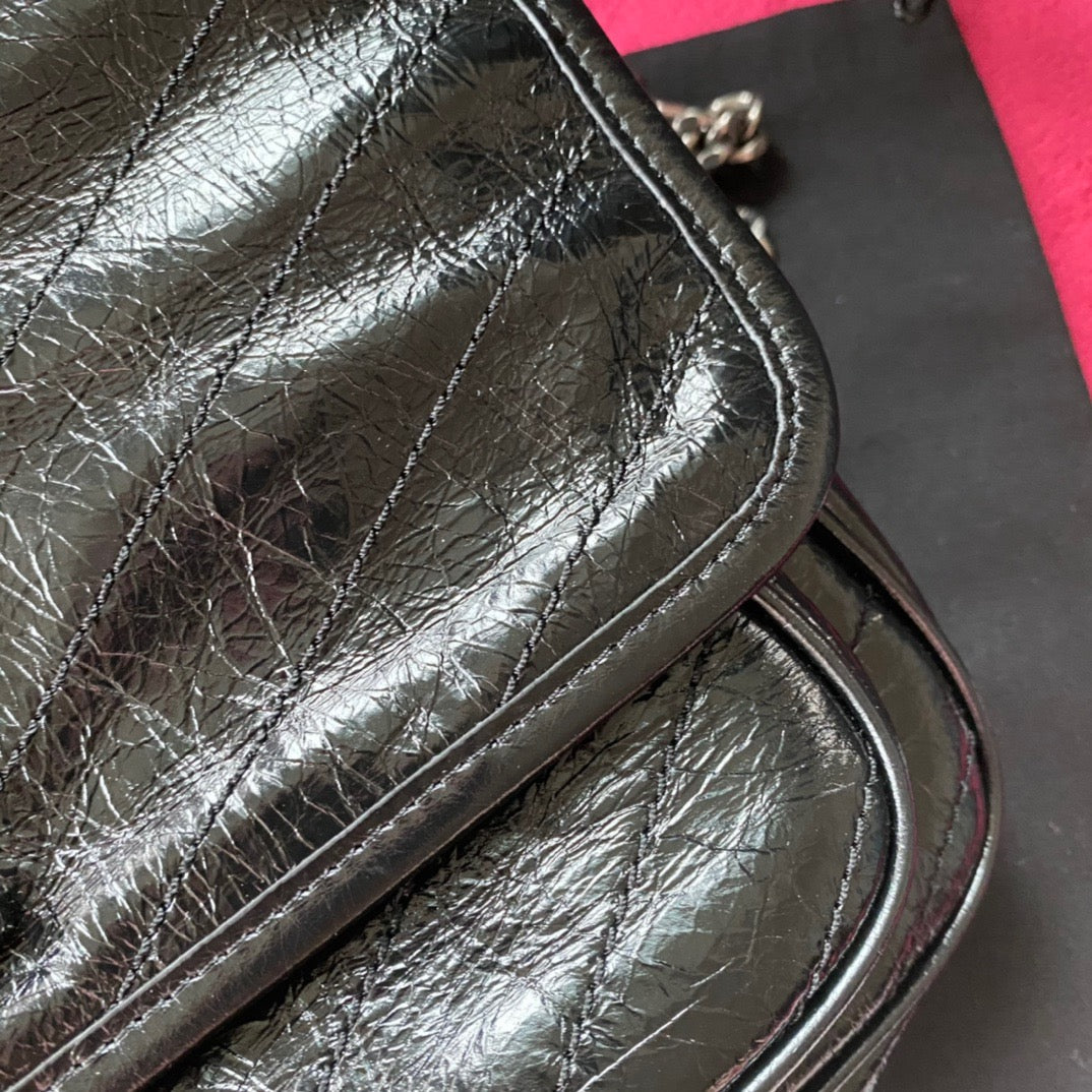 Niki Crinkled Chain Shoulder Bag