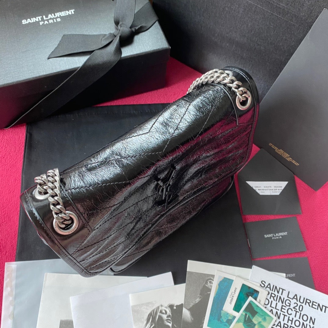 Niki Crinkled Chain Shoulder Bag