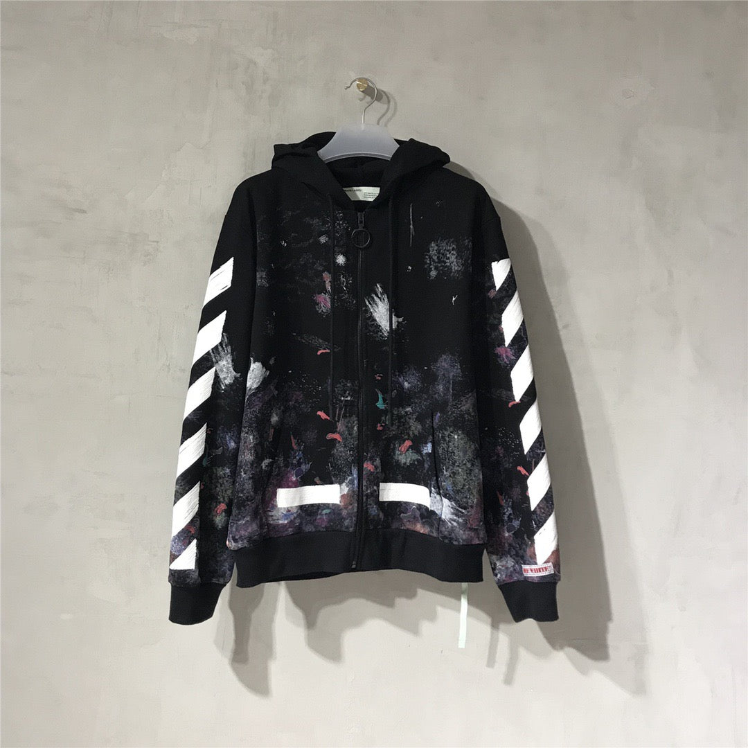 Black Cotton Print Pullover - Men's