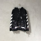 Black Cotton Print Zip-Through - Men's