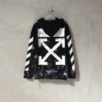 Black Cotton Print Zip-Through - Men's