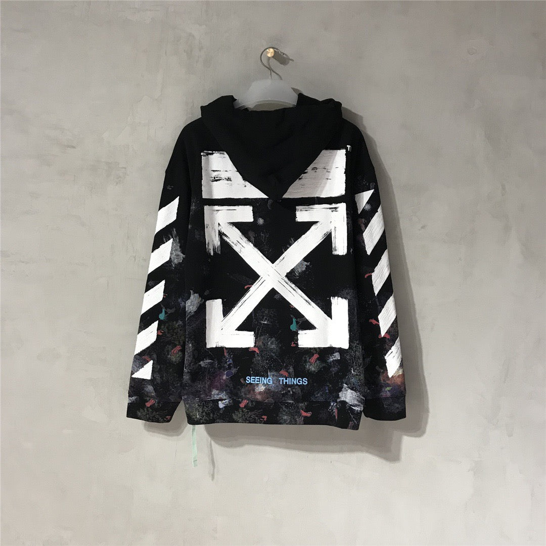 Black Cotton Print Zip-Through - Men's