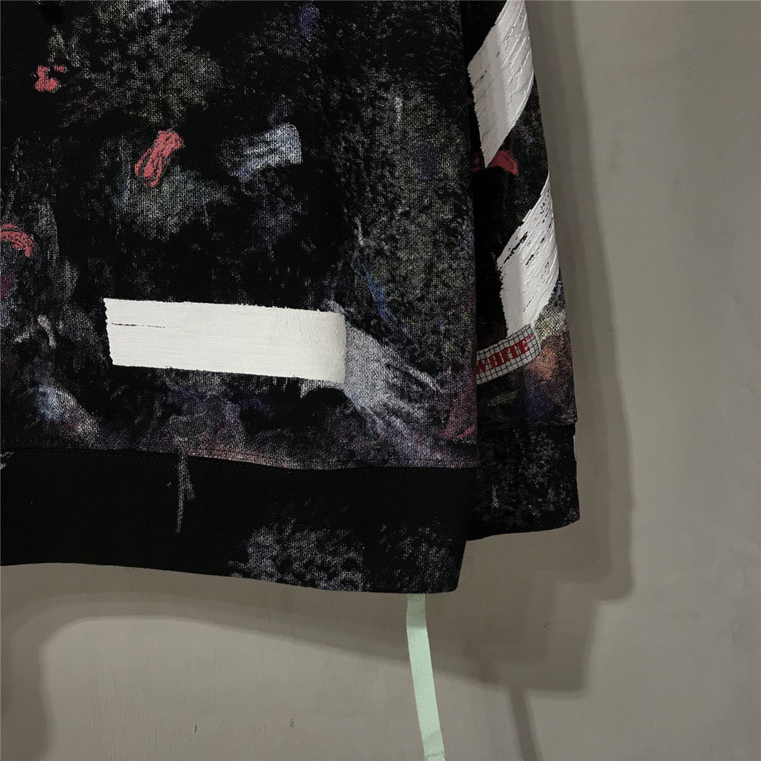 Black Cotton Print Zip-Through - Men's