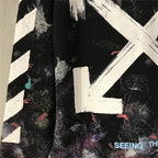 Black Cotton Print Zip-Through - Men's